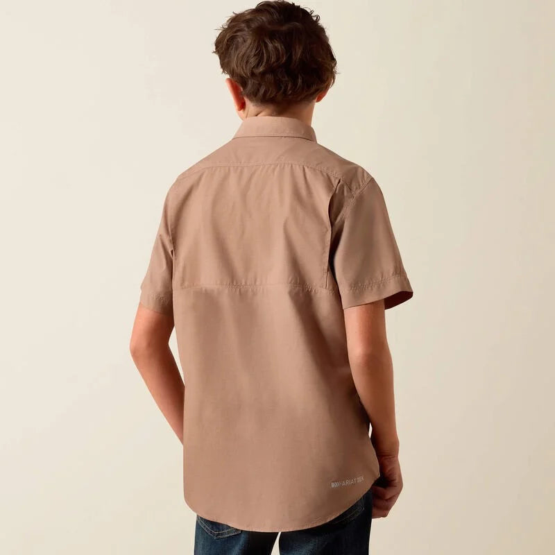Ariat Boy's Khaki Printed VentTEK Outbound Classic Fit Shirt