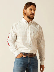 Ariat Mens White Brick Team King Classic Fit Button Down Shirt