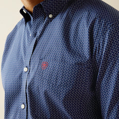 Ariat Men's Wrinkle Free Dark Blue Davis Classic Fit Shirt