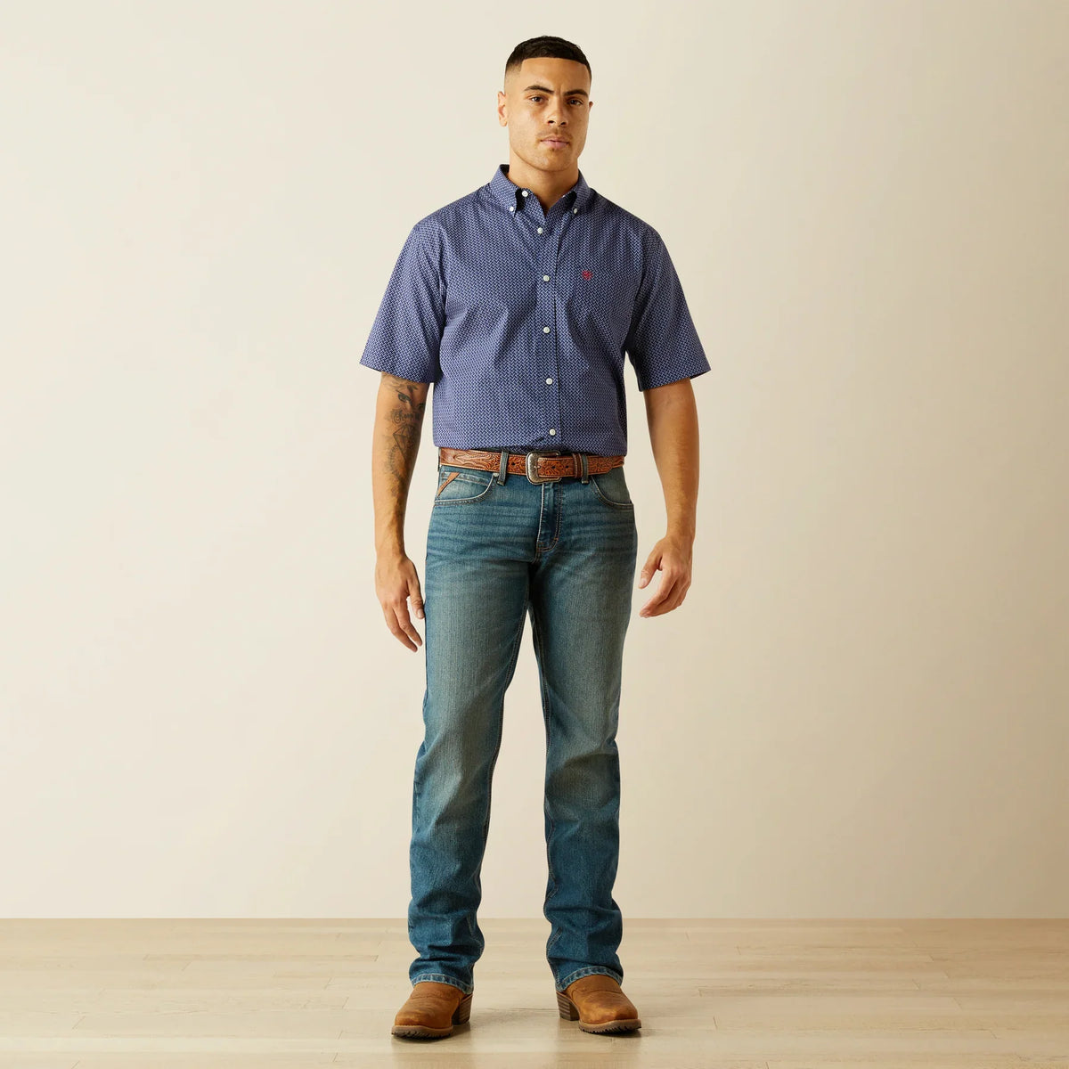 Ariat Men's Wrinkle Free Dark Blue Davis Classic Fit Shirt