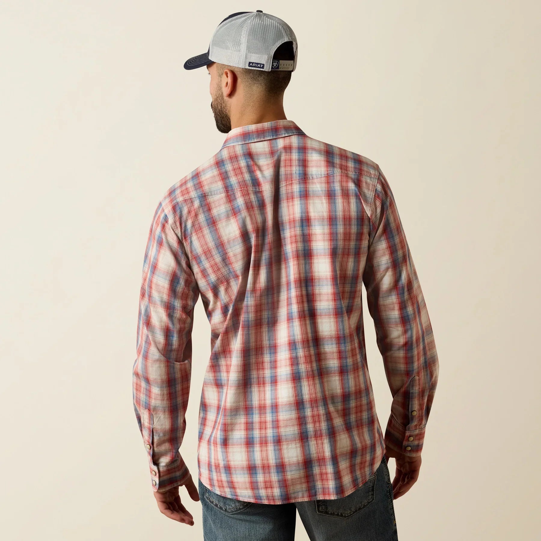 Ariat Men's Brick Red Plaid Retro Hodge Fitted Snap Shirt