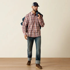 Ariat Men's Brick Red Plaid Retro Hodge Fitted Snap Shirt