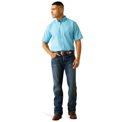 Ariat Men's Classic Fit Light Blue Short Sleeve Button Up