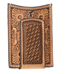 Ariat Floral & Basket Stamp Magnetic Money Clip Wallet