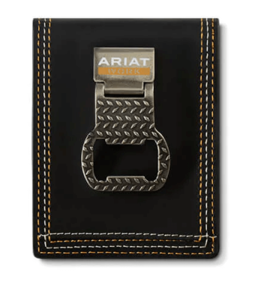 Ariat Men's Bifold Money Clip Wallet With Bottle Opener