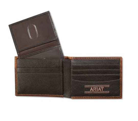Ariat Men's Bifold Leather Brown Wallet