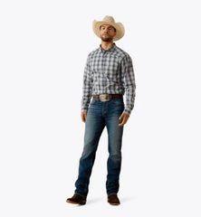 Ariat Men's Ombre Blue Plaid Pro Series Priest Fitted Shirt