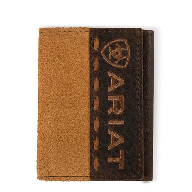 Ariat Men's Trifold Roughout Tan Wallet