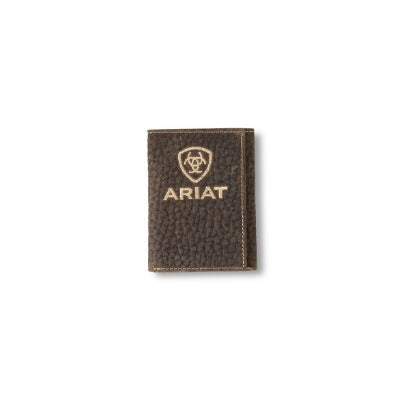 Ariat Bull Hide Brown Trifold Wallet
