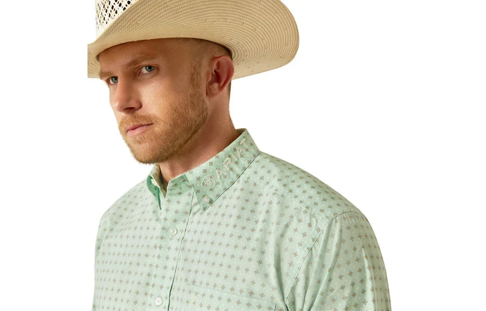 Ariat Men's Team Pierson Light Green & White Button Down Western Shirt