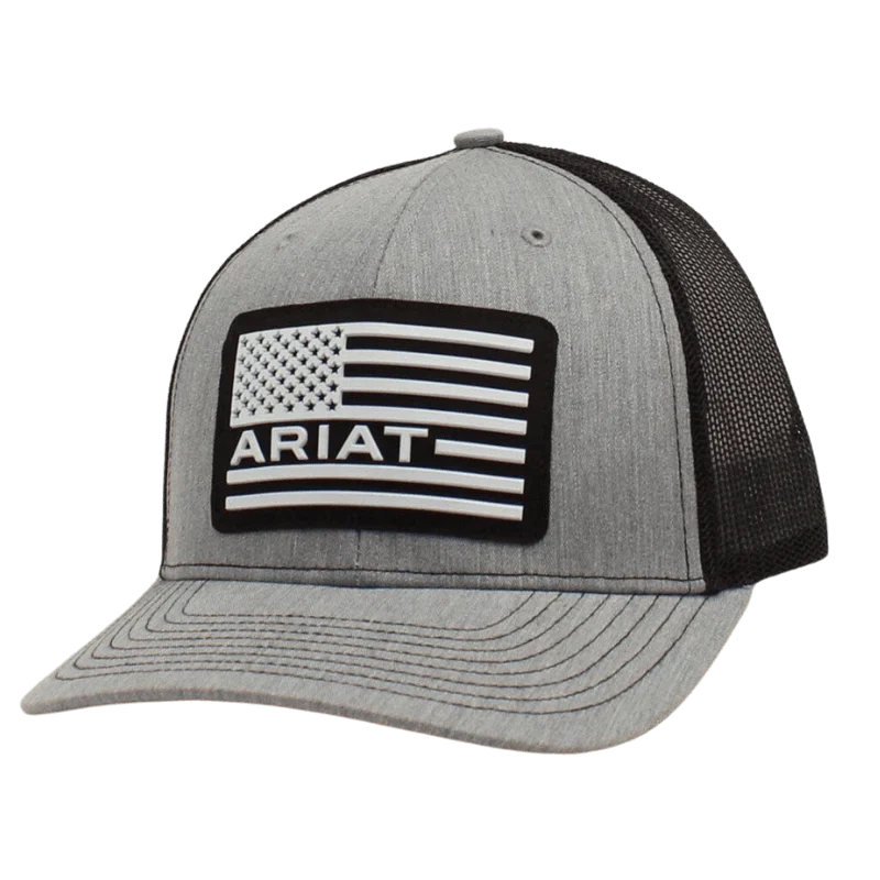 Ariat Men's Grey USA Flag Patch Snapback Hat